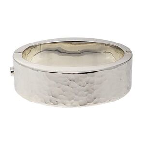 Sterling Silver Hammered Wide Oval Bangle Bracelet #21220